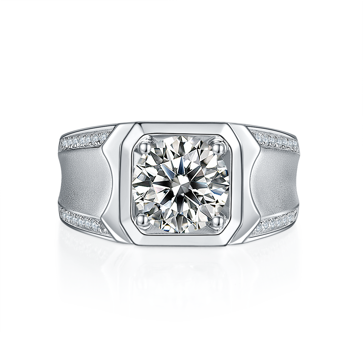 Libo S925 Silver Plated Platinum Moissanite Diamond Men's Ring 3 Carat D-Class